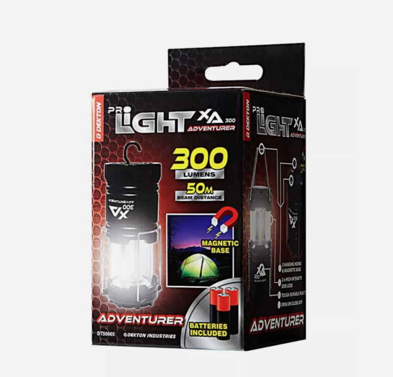 Dekton Pro Adventurer Camping XA LED Lantern 300 Lumens 50M Range & Batteries